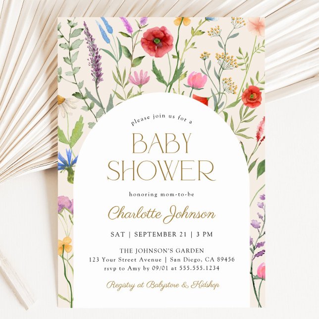 WildblomBoho Gender Neutral Baby Shower Inbjudningar (Wildflower Boho Gender Neutral Baby Shower Invitation)