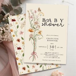 WildblomBoho Gender Neutral Baby Shower Inbjudningar