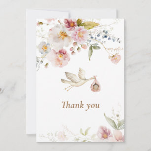 WildblomBoho Girl Baby Shower Tack Kort