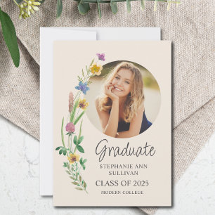 WildblomBoho Girl Photo College Graduation Meddelande