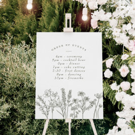 WildblomBoho Grönt Bröllop Schema över händelser Poster