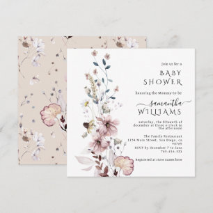 Wildblomboho minimalist, modern babyskor inbjudningar