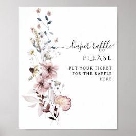 Wildblomboho minimum modern Baby Shower Diaper Poster