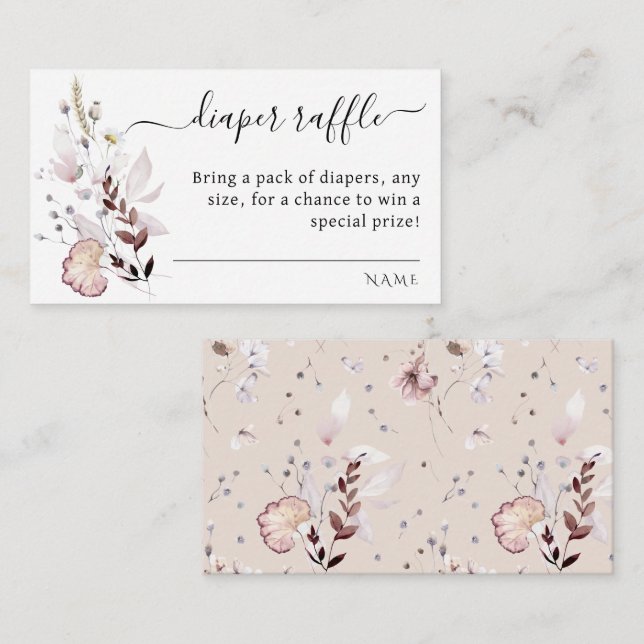 Wildblomboho minimum modern Baby Shower Diaper Tilläggskort (Fram/baksida)