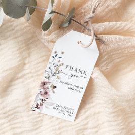 Wildblomboho minimum modern Baby Shower Tack Presentetikett