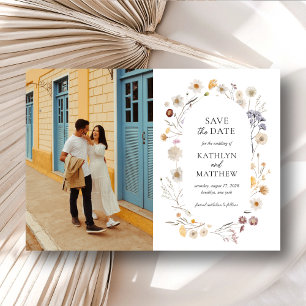 WildblomBoho Modern Whimsical Save Date Magnetisk Inbjudningskort