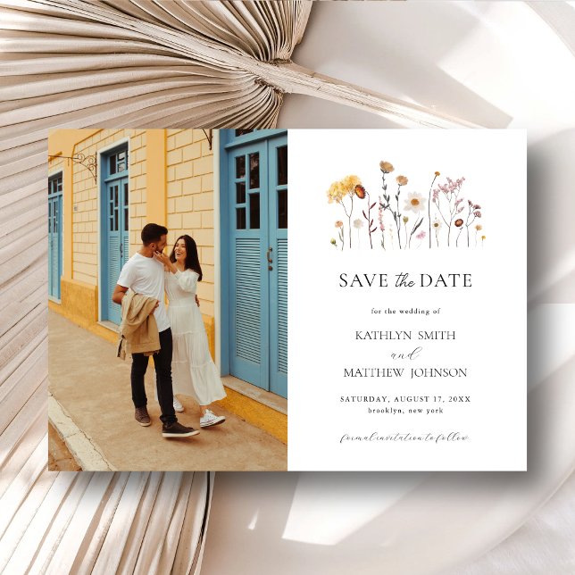 WildblomBoho Modern Whimsical Save Date Magnetisk Inbjudningskort (Skapare uppladdad)
