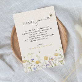 WildblomBoho Rustic Bee Garden Cute Baby Shower Tack Kort