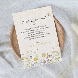 WildblomBoho Rustic Bee Garden Cute Baby Shower Tack Kort