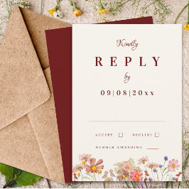 WildblomBoho Terracotta Fall Wedding Reply OSA Kort