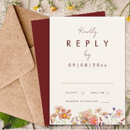 WildblomBoho Terracotta Fall Wedding Reply OSA Kort