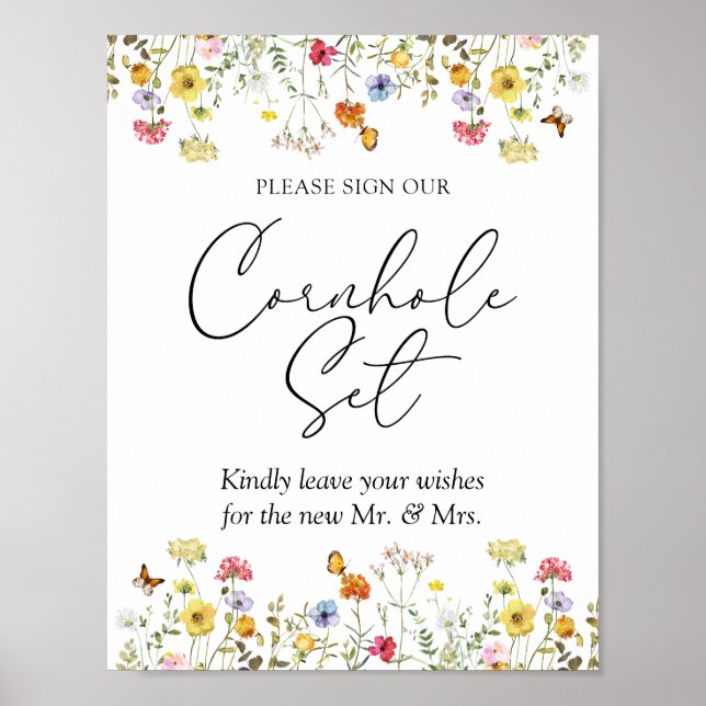 WildblomBoho undertecknar vårt Cornhole set Bröllo Poster (Framsidan)