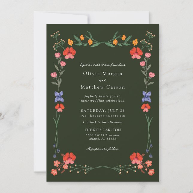 Wildblombotanic Garden Wedding Inbjudningar (Framsida)