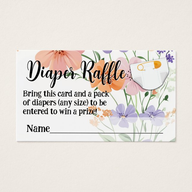 WildblomBouquet Blommigt Girl Baby Diaper Raffle Visitkort (Framsidan)