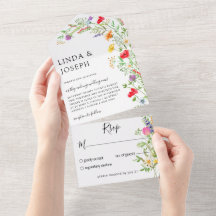 WildblomBouquet Bröllop All i One Inbjudan