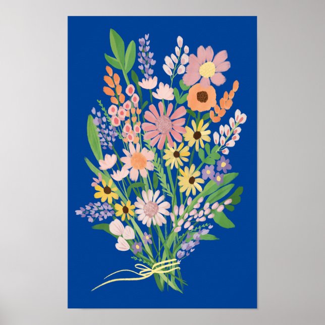 WildblomBouquet Colorful Gouache Painting Art Poster (Framsidan)