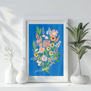 WildblomBouquet Colorful Gouache Painting Art Poster