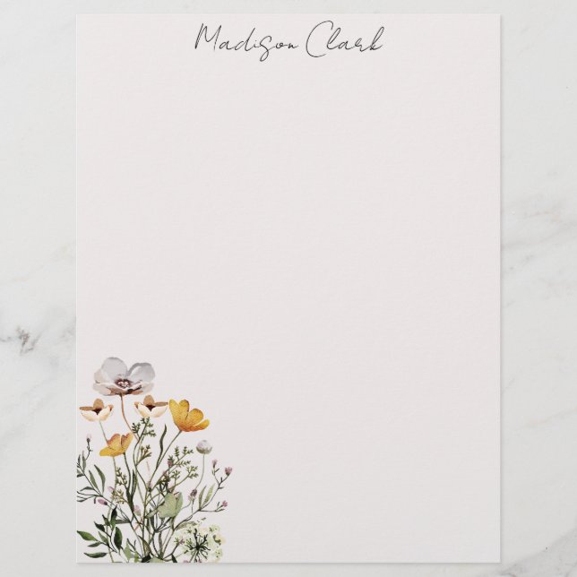 WildblomBouquet Personlig Namn Brevhuvud (Framsida)