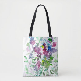 WildblomBouquet Red Blue Rosa Watercolor Image Tygkasse