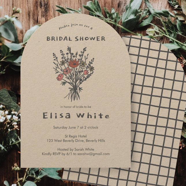 WildblomBouquet Rustic Arch Whimsical Shower Inbjudningar (Wildflower Bouquet Rustic Arch Whimsical Shower Invitation
)