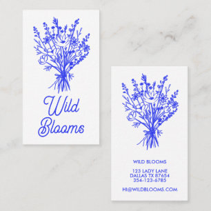 WildblomBouquet Rustic Minimal Blommigt Blue Chic Visitkort