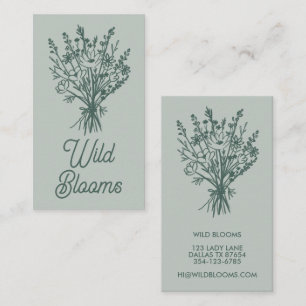 WildblomBouquet Rustic Minimal Blommigt Sage Chic Visitkort