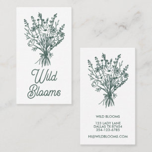 WildblomBouquet Rustic Minimal Blommigt Sage Chic Visitkort