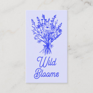 WildblomBouquet Rustic Minimal Chic Blommigt Blue Visitkort