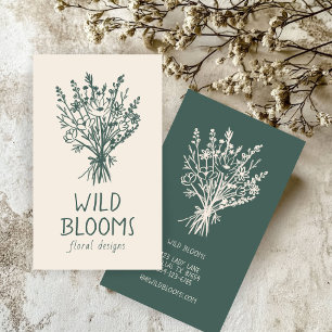 WildblomBouquet Rustic Minimum Simple Blommigt Visitkort