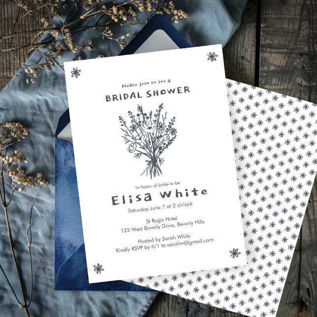 WildblomBouquet Rustic Whimsical Möhippa Inbjudningar (Wildflower Bouquet Rustic Whimsical Bridal Shower Invitation
)