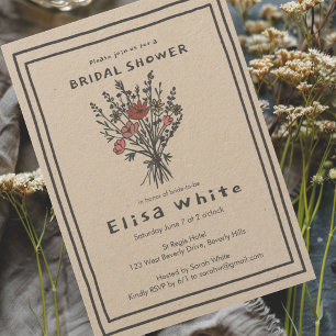 WildblomBouquet Rustic Whimsical Möhippa Inbjudningar