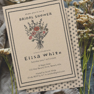 WildblomBouquet Rustic Whimsical Möhippa Inbjudningar