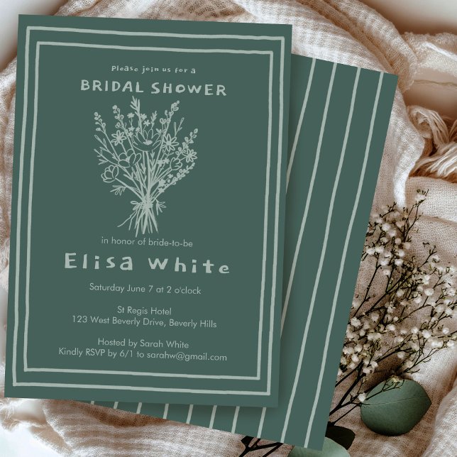 WildblomBouquet Rustic Whimsical Möhippa Inbjudningar (Wildflower Bouquet Rustic Whimsical Bridal Shower Invitation
)