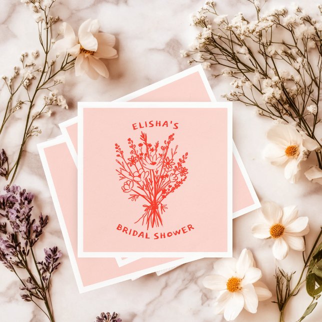 WildblomBouquet Rustic Whimsical Möhippa Pappersservett (Wildflower Bouquet Rustic Whimsical Bridal Shower Napkins
)