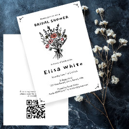 WildblomBouquet Rustic Whimsical QR Code Möhippa Inbjudningar