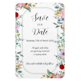 WildblomBröllop spara datum Magnet