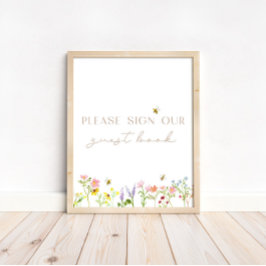 Wildblombumblebee Blommigt Guest Bok Sign Poster