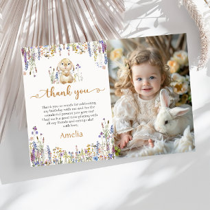 WildblomBunny Girl Birthday Photo Tack Kort