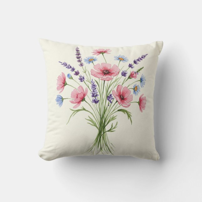 Wildblombuquet dekorativ kudde (Framsida)