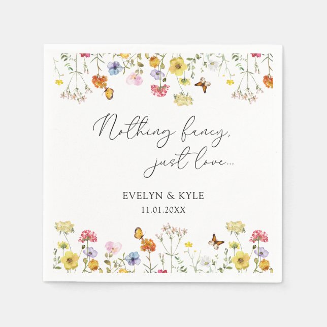 WildblomButterflies Boho Ingenting Finare Bröllop Pappersservett (Framsidan)