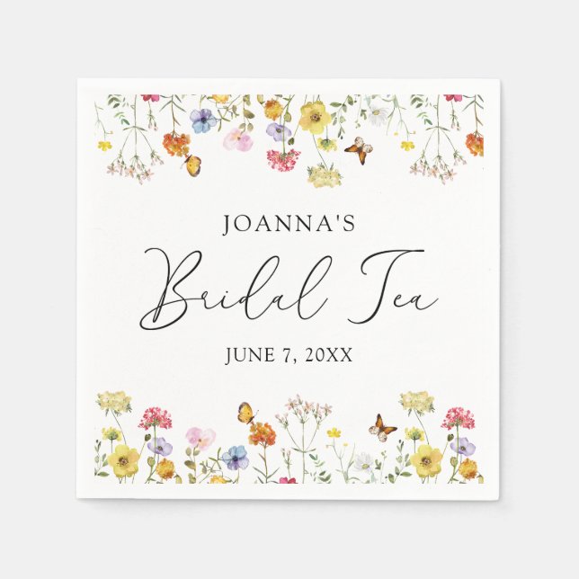 WildblomButterflies Boho Möhippa Tea Pappersservett (Framsidan)