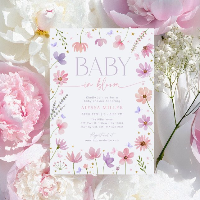 WildblomButterfly Baby i Bloom Baby Shower Inbjudningar (Skapare uppladdad)