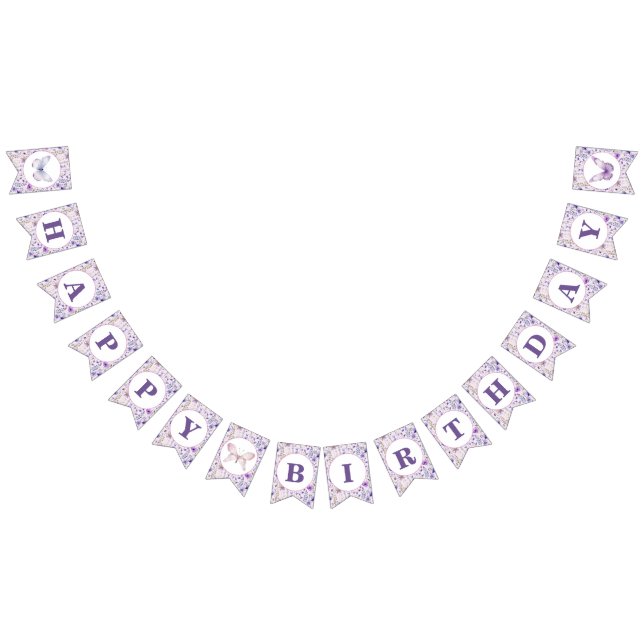 WildblomButterfly Birthday Banner Flaggor (Alla)