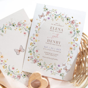 WildblomButterfly Fairytale Garden Wedding Inbjudningar