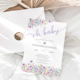 WildblomButterfly Garden Lavender Baby Shower Inbjudningar