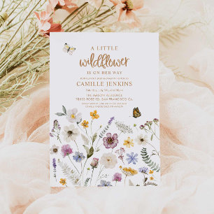 WildblomButterfly Girl Baby Shower Inbjudningar