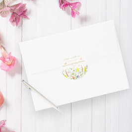 WildblomButterfly Watercolor Baby Shower Runt Klistermärke