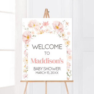 Wildblomch Arch Baby i Bloom Baby Shower Välkommen Poster