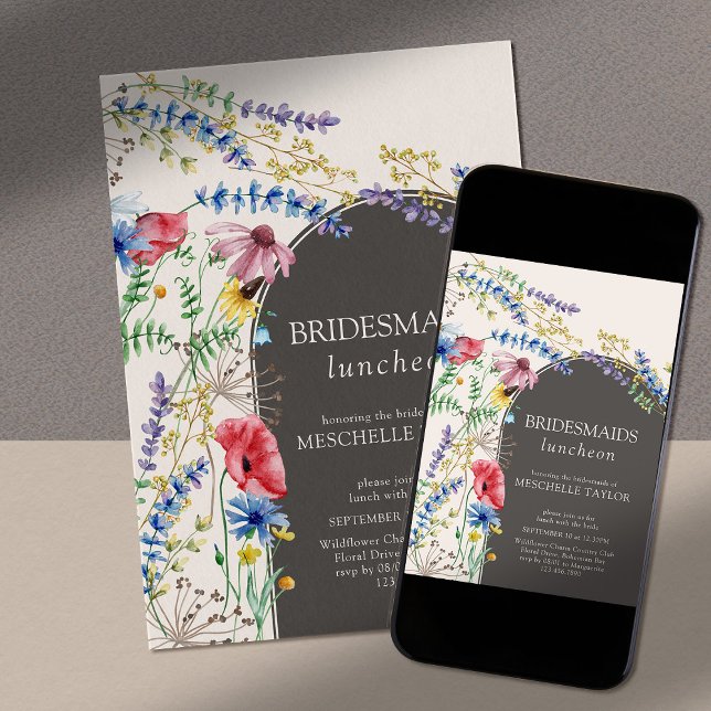 Wildblomcharm Blommigt Arch Bridesmaids Luncheon Inbjudningar (Modern floral arch invitation for your Bridesmaids Luncheon)
