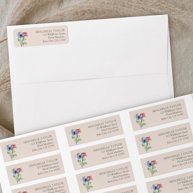 Wildblomcharm Land Botanical Returadress Etikett (Return Address labels from my Wildflower Charm collection)